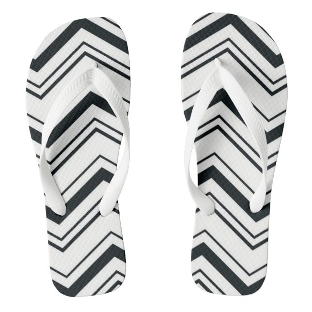 Weiß und Schwarz Zickzack Flip Flops (Fußbett)
