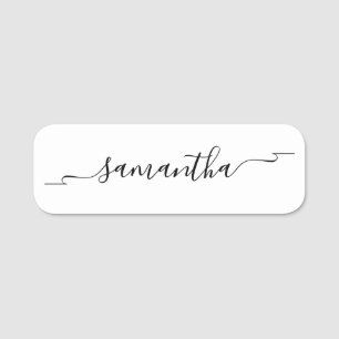 Weiß- und schwarzes Band Swash Signature Schrift Namensschild