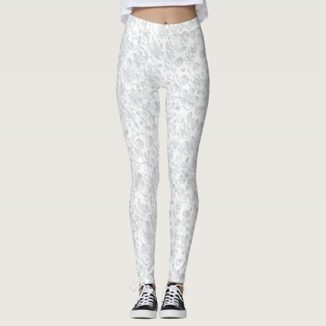 Weiß- und Spitzen-Leggings Leggings (Vorderseite)