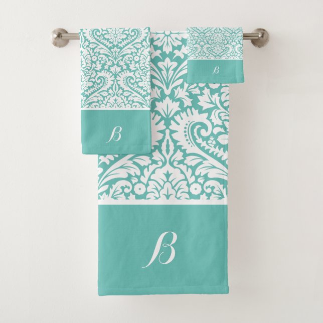 Weiß und türkis badhandtuch set (Insitu)