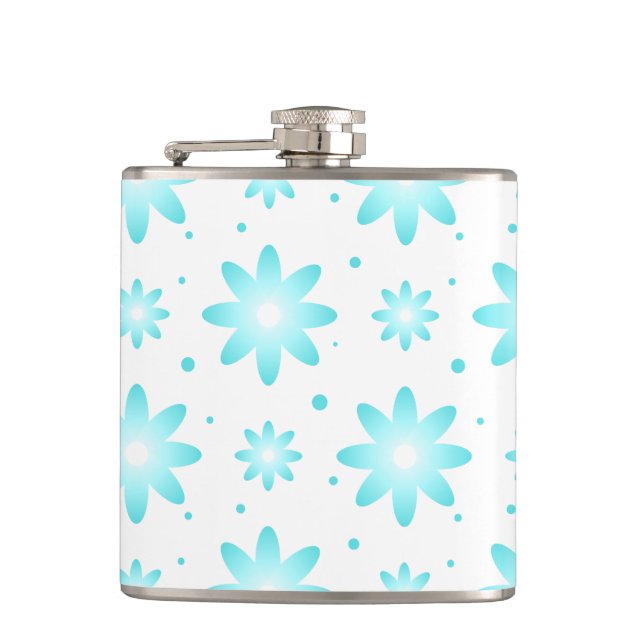 Weiß und türkisfarben, zarte Farbtupfer Flachmann (Vorderseite)