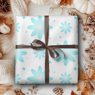 Weiß und türkisfarben, zarte Farbtupfer Geschenkpapier