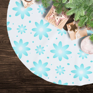 Weiß und türkisfarben, zarte Farbtupfer Polyester Weihnachtsbaumdecke
