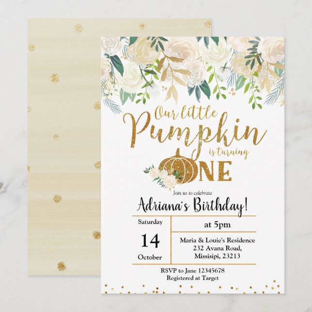 Weiß unsere kleine Kürbis macht eine Einladung (Vorne/Hinten)