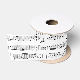 Weiß verblasste Musiknoten Satinband