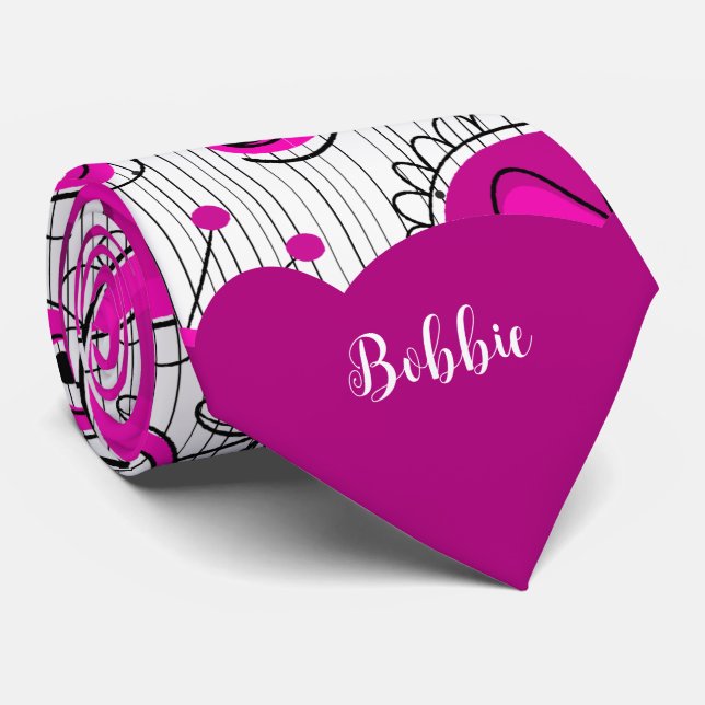 Weiß-weißes Herz-Whimsikal Blume Blumenname Krawatte (Gerollt)