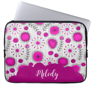 Weiß-weißes Herz-Whimsikal Blume Blumenname Laptopschutzhülle