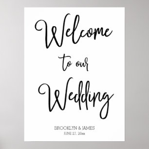 Weiß Willkommen bei unserem Hochzeitsempfangsschil Poster
