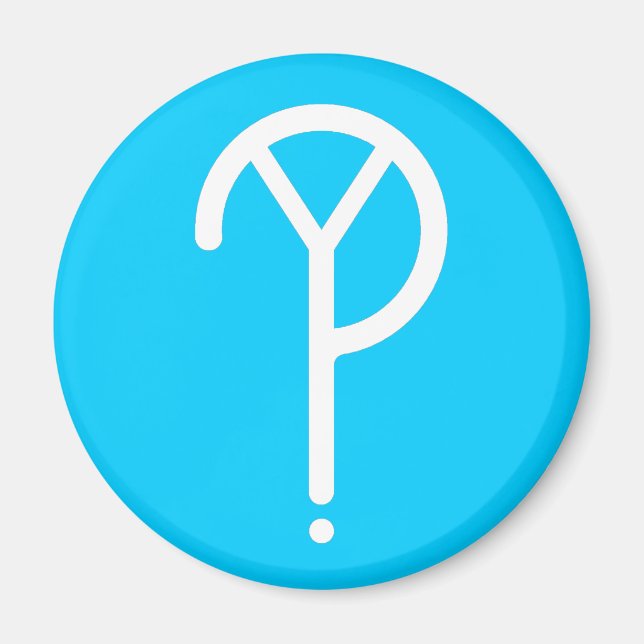 Weiß Y? Symbol- auf blau Magnet (Vorne)