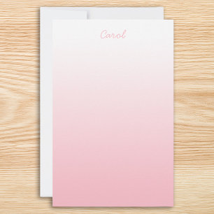 Weiss zu Blassrosa Ombre Personalisiert Briefpapier