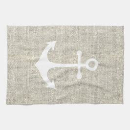 Weißanker auf rustikalen Imitaten graue Einbruchst Geschirrtuch