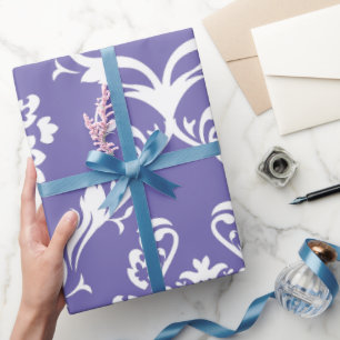 Weißbarocke Damasken - Lila Hintergrund Geschenkpapier