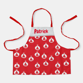 Weißbaumschmuck auf Rot Schürze