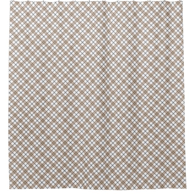 Weißbeige schwarze diagonale, karierte Muster Duschvorhang (Vorderseite)