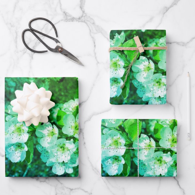 Weißbirne blüht im Frühjahr Geschenkpapier Set (Vorderseite)