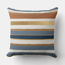 Weißblaues Gold und horizontale Kupferstreifen Kissen