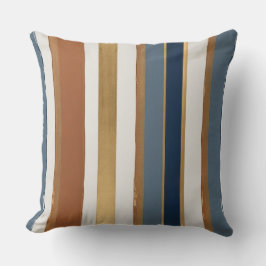 Weißblaues Gold und Kupferstreifen Kissen