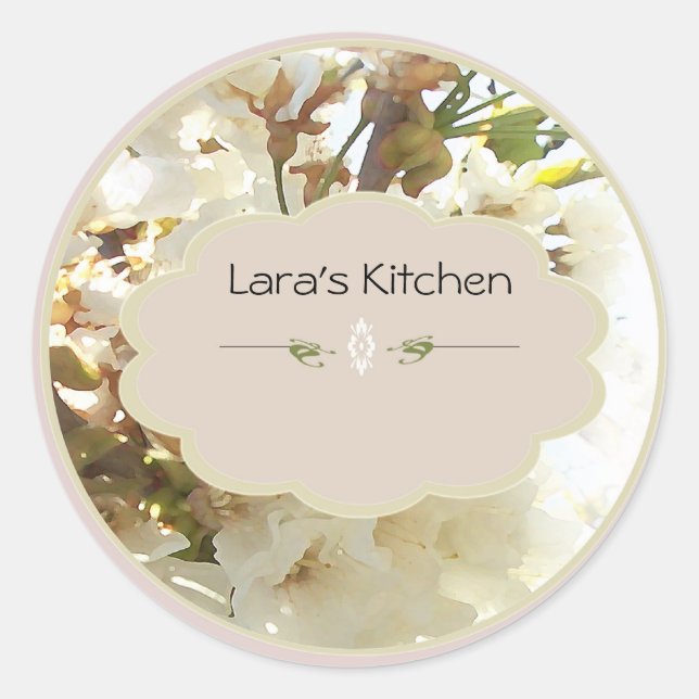 Weißblütenwürfeletiketten Runder Aufkleber (Vorderseite)