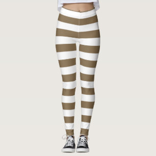 Weißbraune und weiße Farbe, horizontal gestreift Leggings