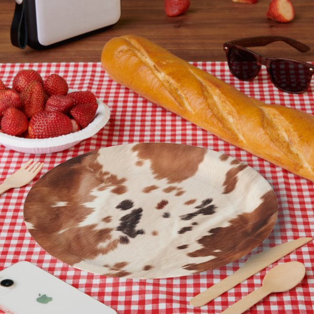 Weißbrauner Cowhide Pappteller (Picknick)