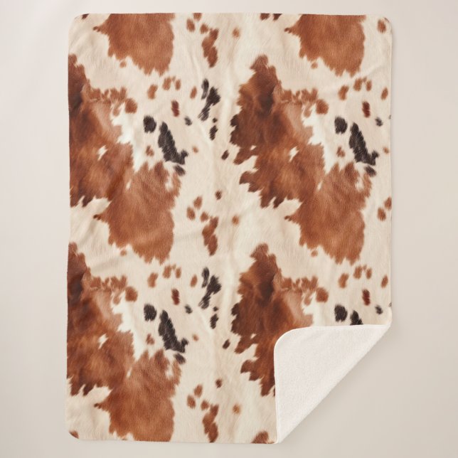 Weißbrauner Cowhide Sherpadecke (Vorderseite)