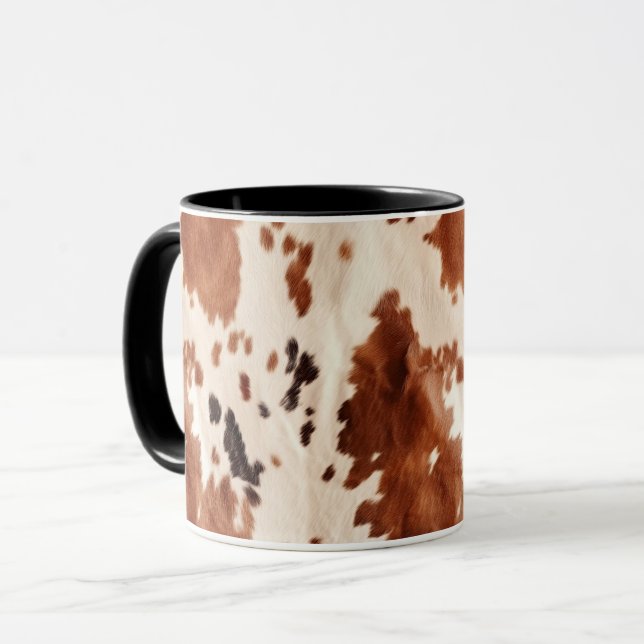 Weißbrauner Cowhide Tasse (Vorderseite Links)