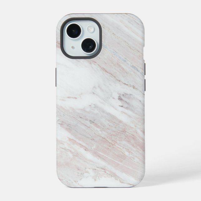 Weißbrauner Marmor iPhone 15 Hülle (Rückseite)