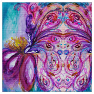 WEISSCH NIEDLICHE BLUME, BLUE PINK LILA FLÜGE STOFF