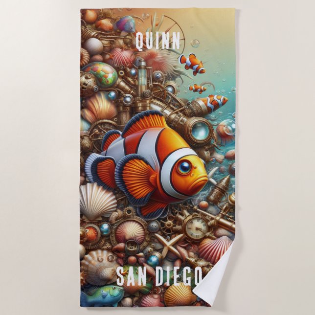 WEISSCH, WEISS FUN FARBFARBFARBFARBENFANG STEAMPUN STRANDTUCH (Vorderseite)