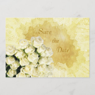 Weißcreme-Rose Jubiläum Save the Date