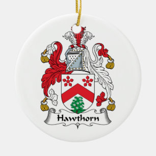 Weißdorn-Familienwappen Keramik Ornament