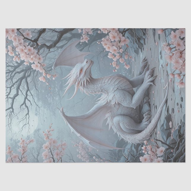 Weißdrache im Frühling Seidenpapier (Vorderseite)