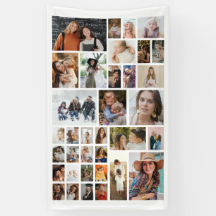 Weiße 35-Foto-Collage-individuelle Geburtstagsbann Banner