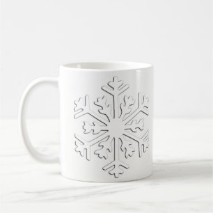 Weiße 3-D-Schneeflocke auf weißem Hintergrund Kaffeetasse