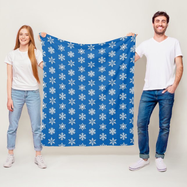 Weiße 3-D-Schneeflocken, individueller Hintergrund Fleecedecke (Beispiel)