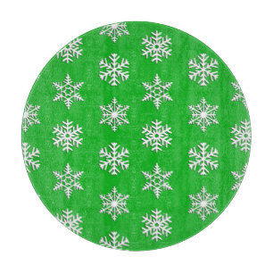 Weiße 3-D-Schneeflocken, individueller Hintergrund Schneidebrett