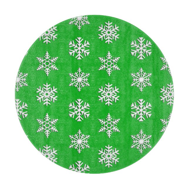Weiße 3-D-Schneeflocken, individueller Hintergrund Schneidebrett (Vorderseite)