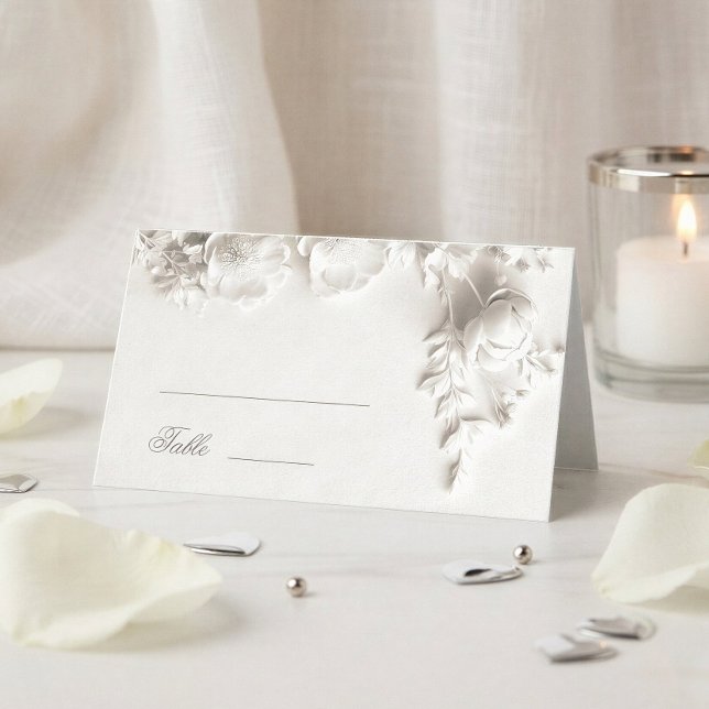 Weiße 3D-Blumen-Hochzeit Platzkarte (Von Creator hochgeladen)