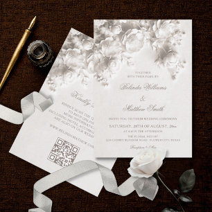 Weiße 3D-Blumen Vintage-Hochzeit Einladung