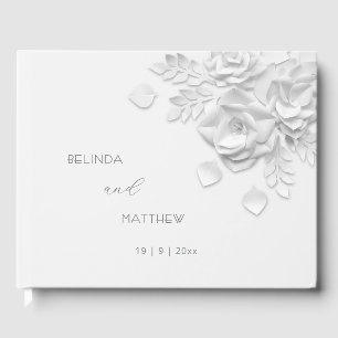 Weiße 3D-Blumenrosen Hochzeit Gästebuch