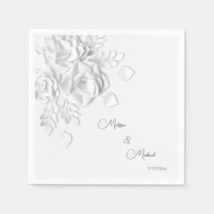 Weiße 3D einfache Blumen Hochzeit Serviette