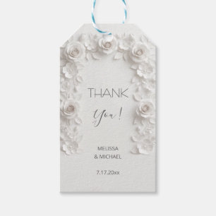 Weiße 3D-Rosen Hochzeit Danke Geschenkanhänger