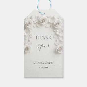 Weiße 3D-Rosen Hochzeit Danke Geschenkanhänger