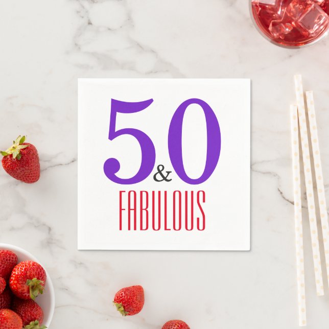 Weiße 50. fabelhafte Geburtstagsparty Serviette (Beispiel)