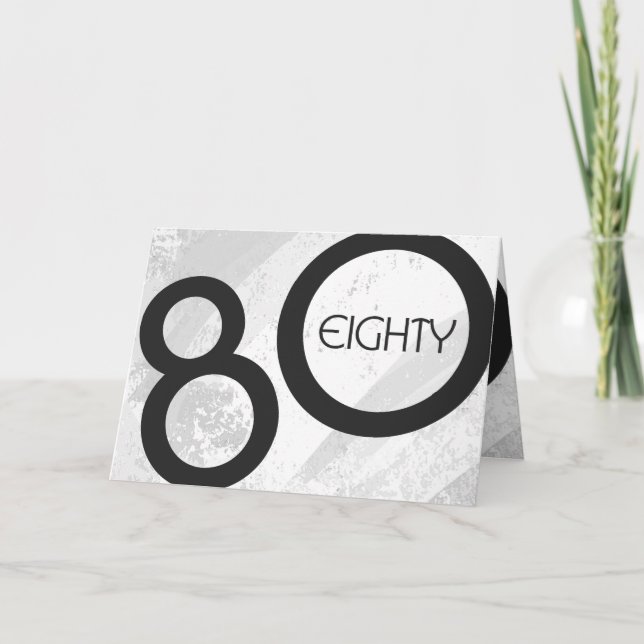 Weiße 80-Jahrzehnte Geburtstag Karte (Vorderseite)