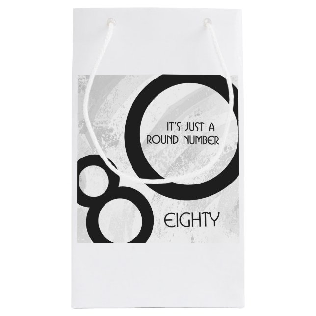 Weiße 80-Jahrzehnte Geburtstag Kleine Geschenktüte (Rückseite)