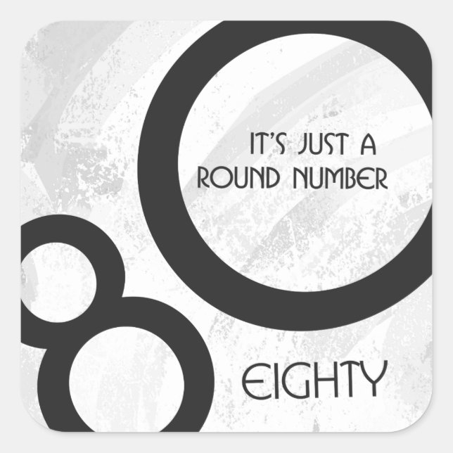 Weiße 80-Jahrzehnte Geburtstag Quadratischer Aufkleber (Vorderseite)