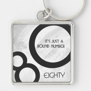 Weiße 80-Jahrzehnte Geburtstag Schlüsselanhänger