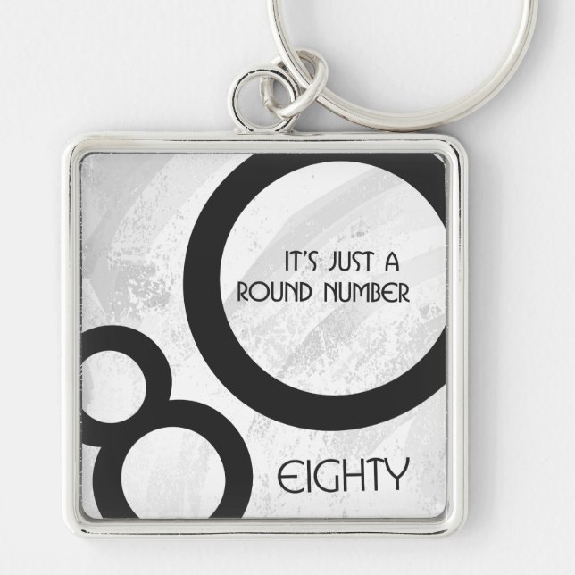 Weiße 80-Jahrzehnte Geburtstag Schlüsselanhänger (Vorne)