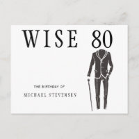 Weiße 80 schwarz-weiße Männer Geburtstagseinladung